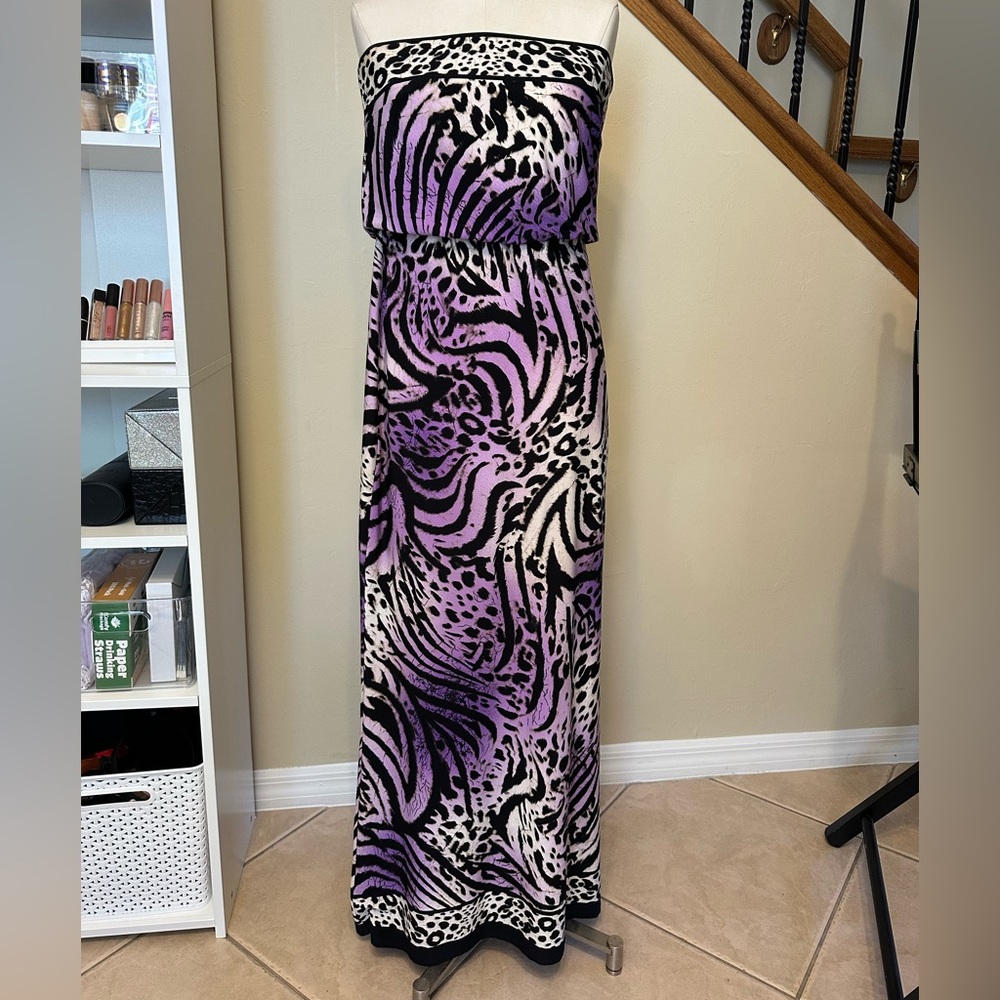 Boston Proper Strapless Animal Print Dress